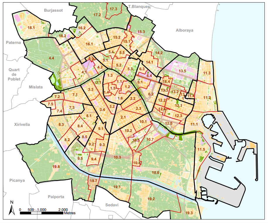 Карта районов валенсии